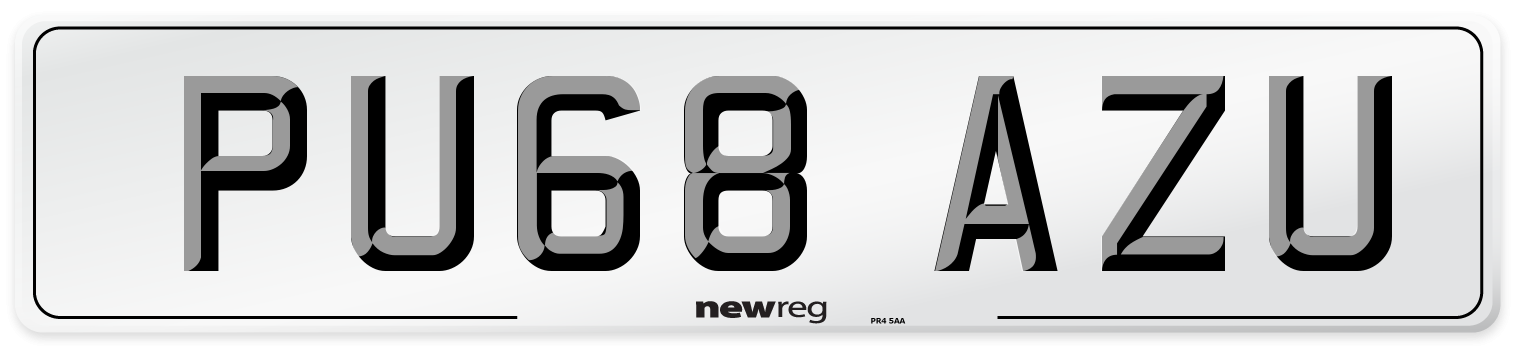 PU68 AZU Number Plate from New Reg